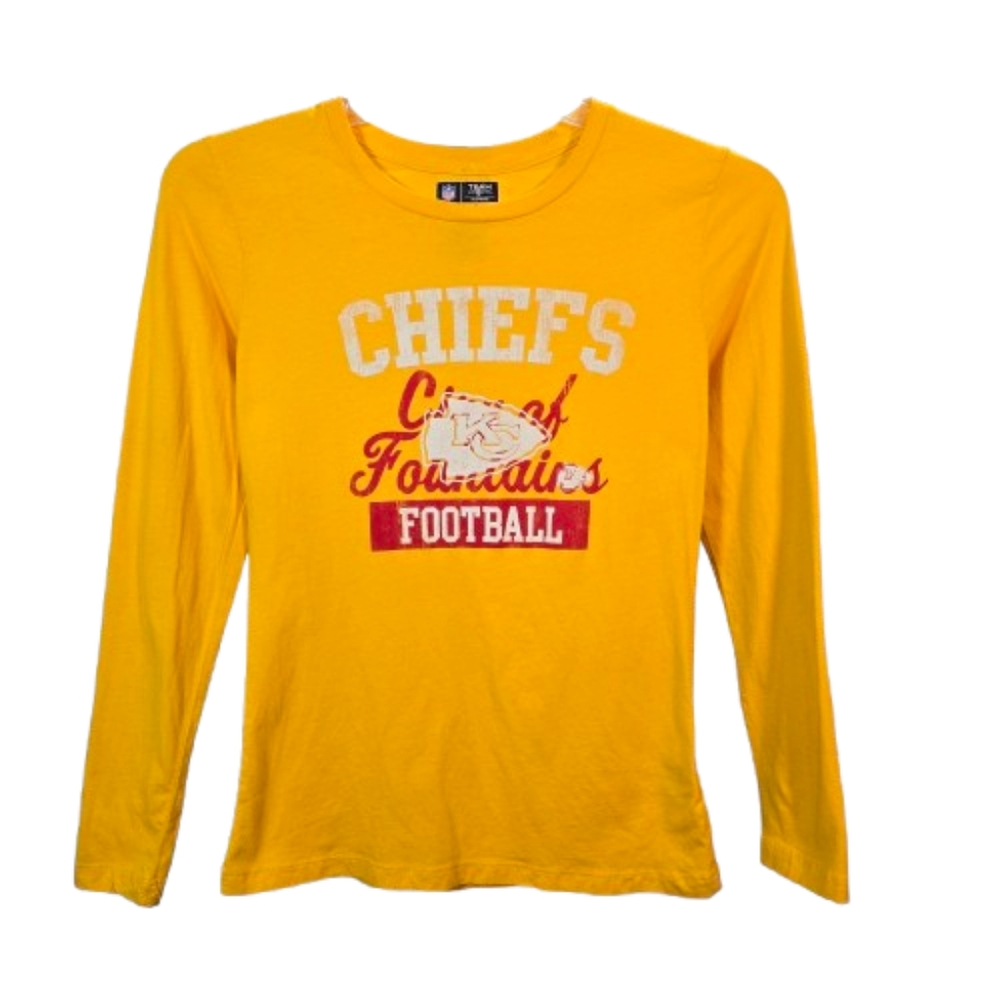 Chiefs NFL Apparel Women's Long Sleeve T-shirt, Yellow w/Red & White, New, Sz M